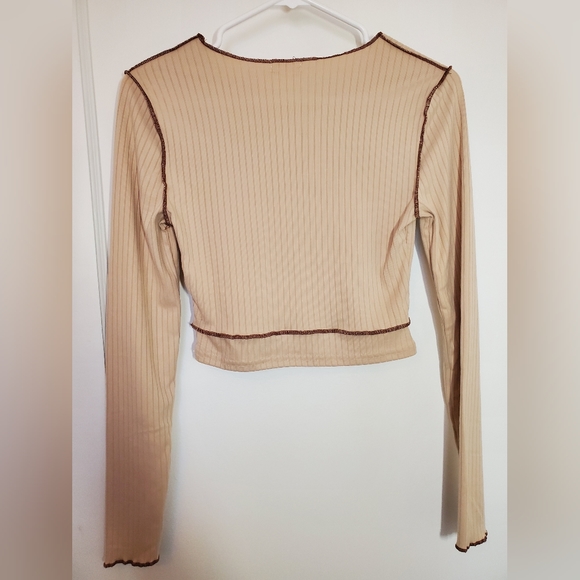 Contrast Stitch Ribbed Long Sleeve Tee Size XS - Picture 3 of 5